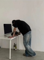 Basic Baggy Jeans - Washed Blue