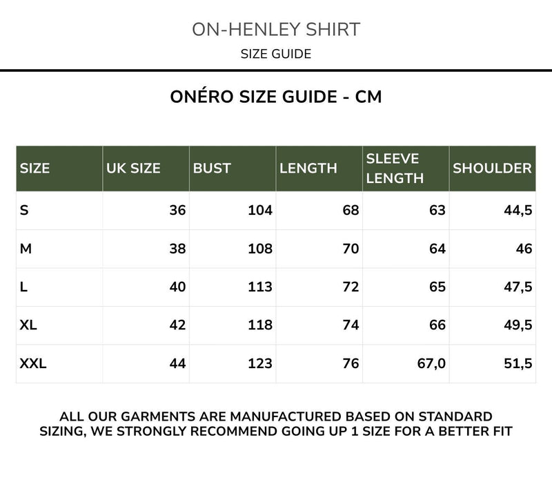 Size chart for ON-Henley Shirt