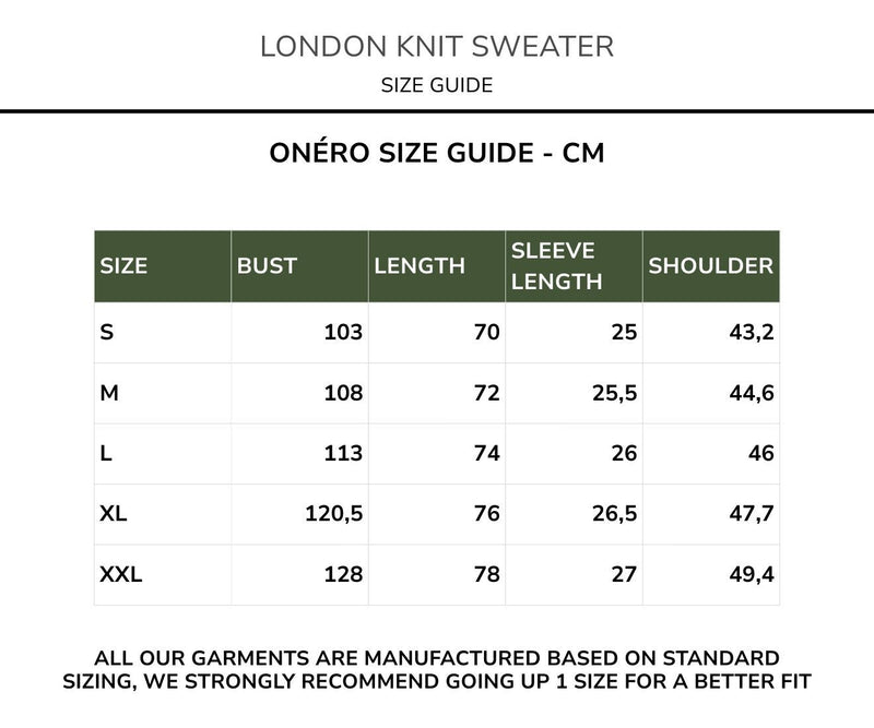 Size chart for Old Knit Polo Shirt
