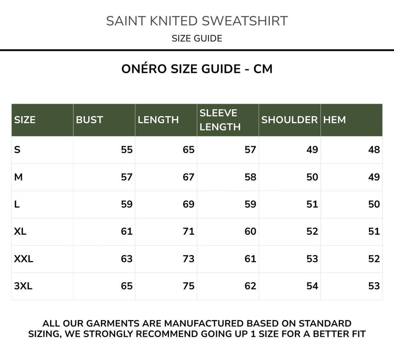 Size chart for Saint-Ribbed Knited Sweatshirt