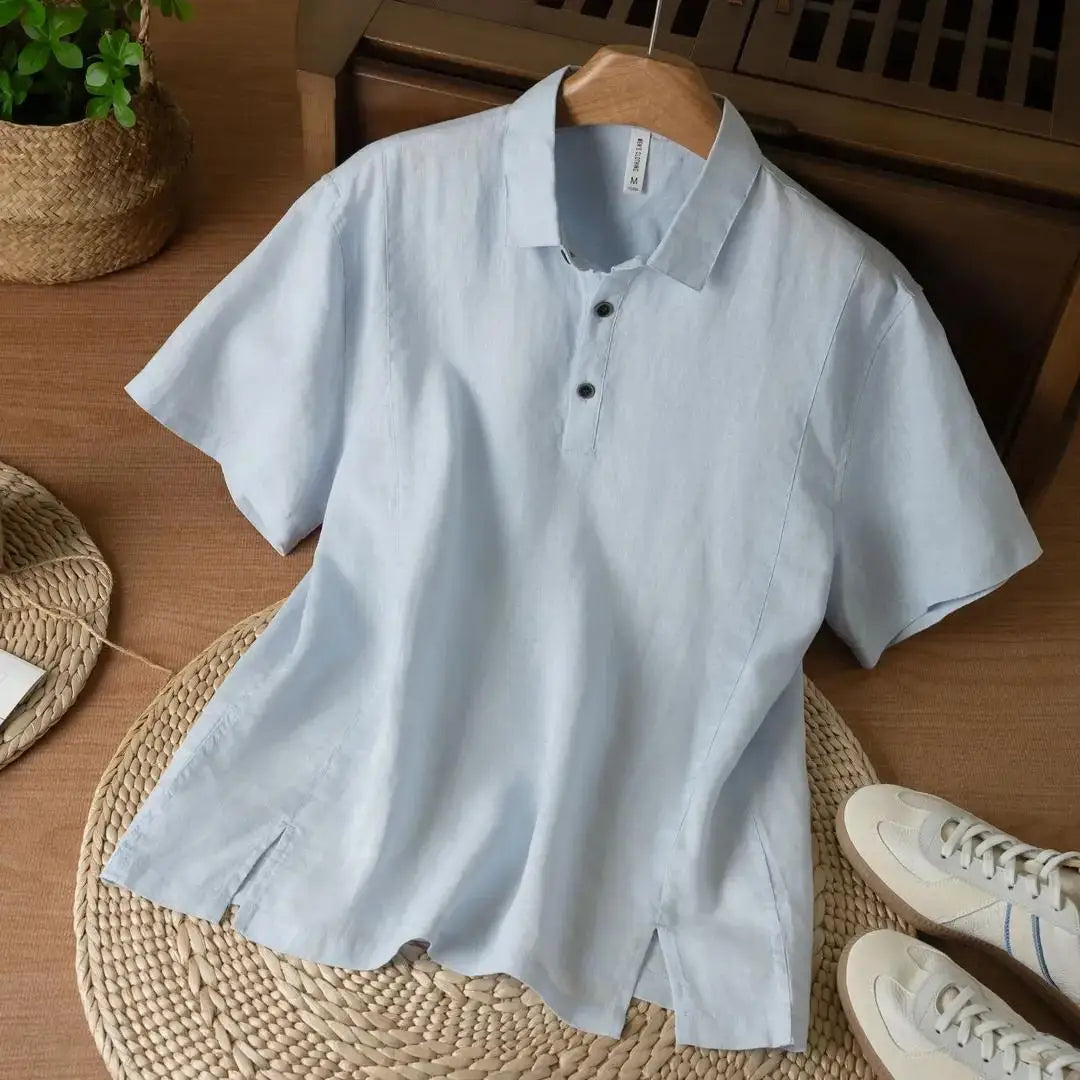 Ravello Button – Linen Polo Shirt