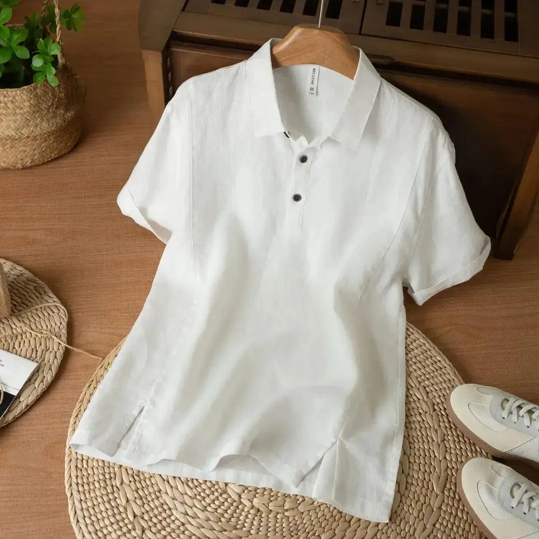 Ravello Button – Linen Polo Shirt