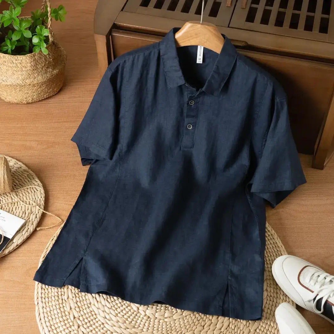 Ravello Button – Linen Polo Shirt