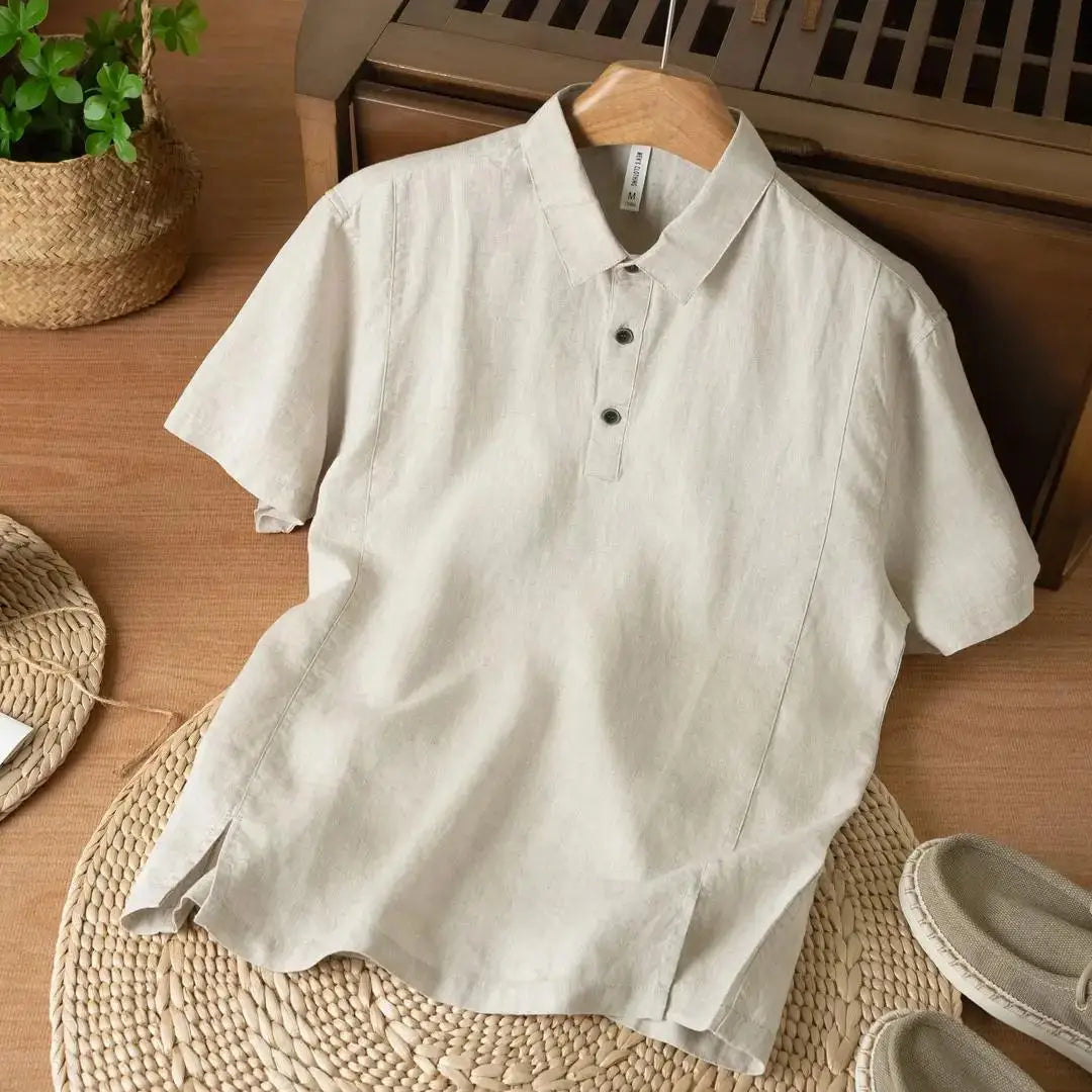 Ravello Button – Linen Polo Shirt