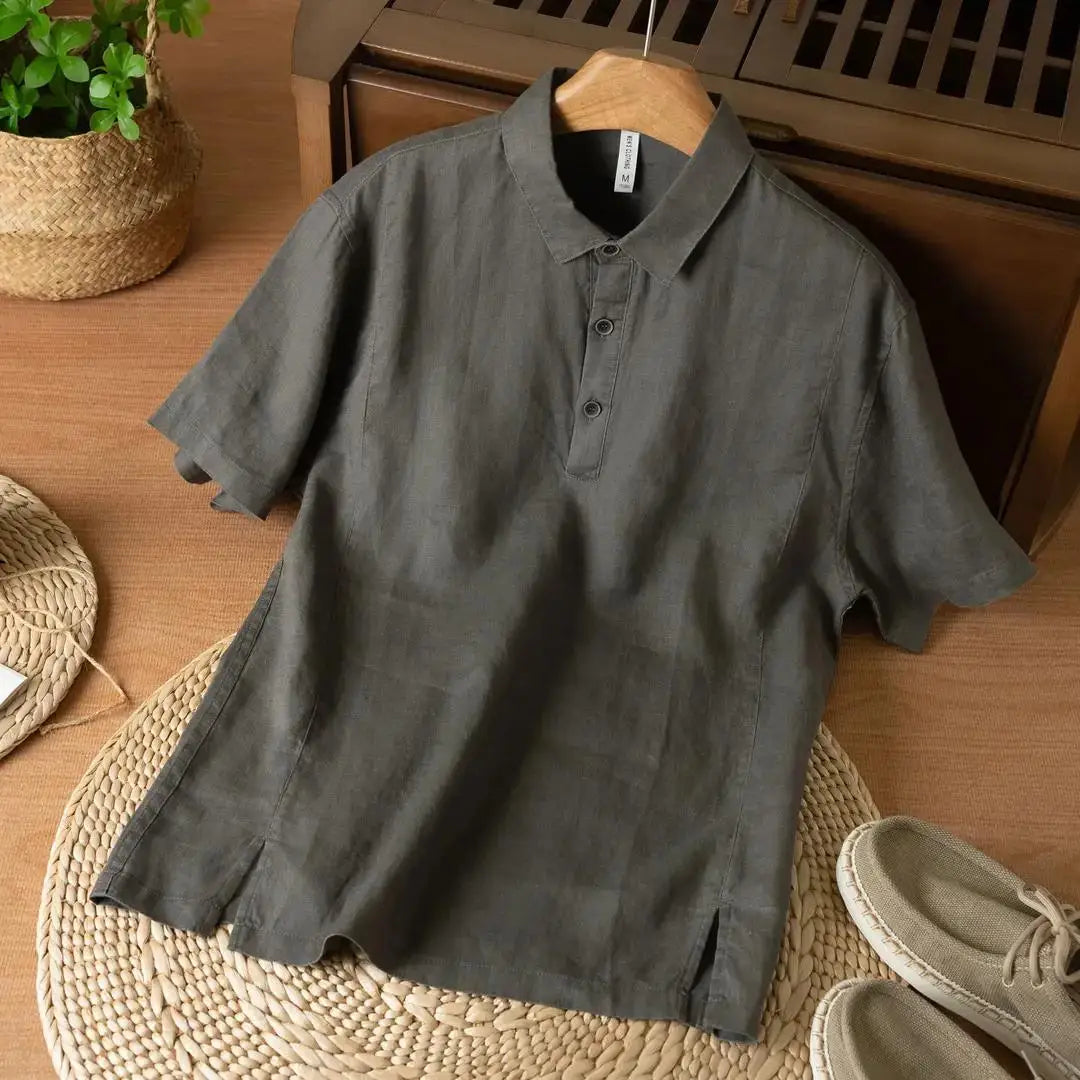 Ravello Button – Linen Polo Shirt
