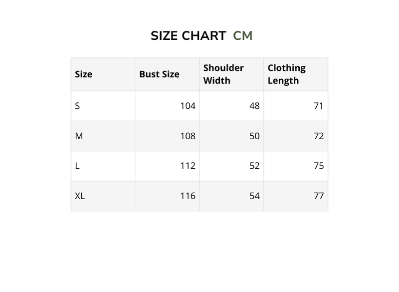 Size chart for Parmo - Grid Shirt (Loose Fit)