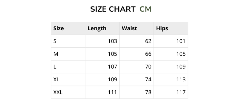 Size chart for Y2K - Training Trouser