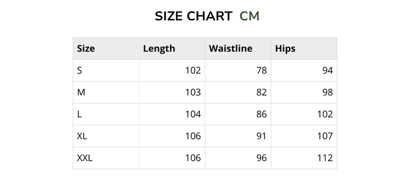 Size chart for Oslo – Baggy SweatPants