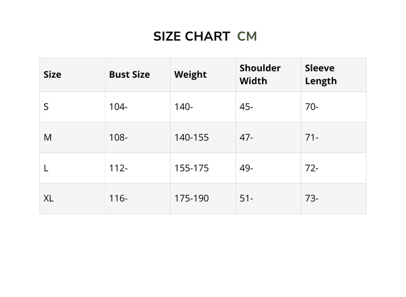 Size chart for Torino - Relaxed Shirt