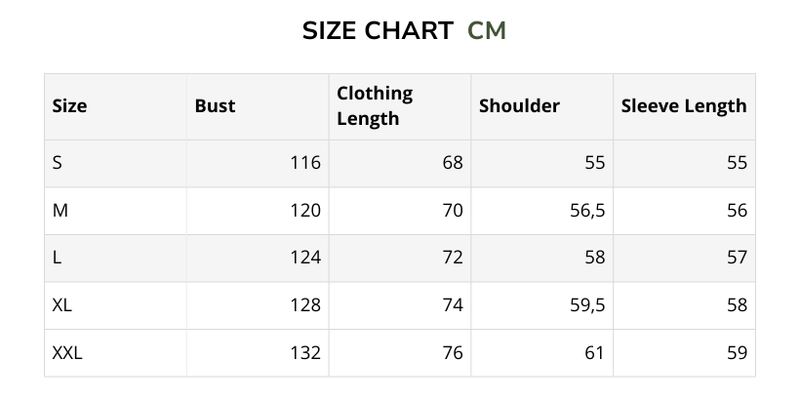 Size chart for Basics Sweatshirts - (Slim-Fit)