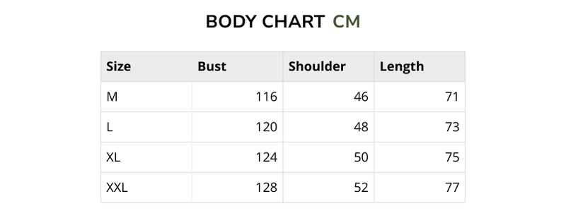 Size chart for Cuban Collar - Mark