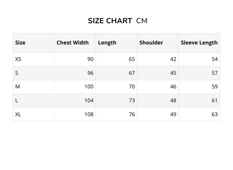 Size chart for Y2K - Hoodie