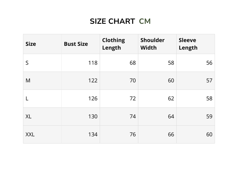 Size chart for Together Fish - Hoodie