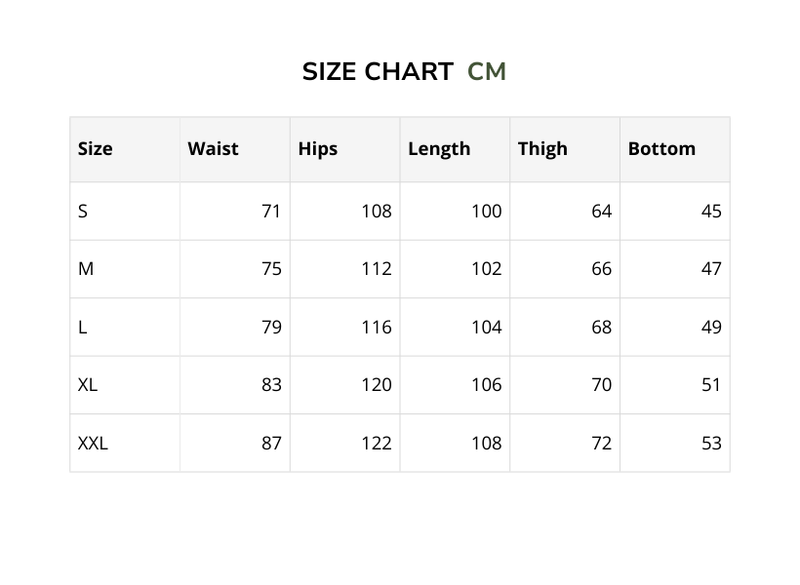 Size chart for Mystic Denim - Mark