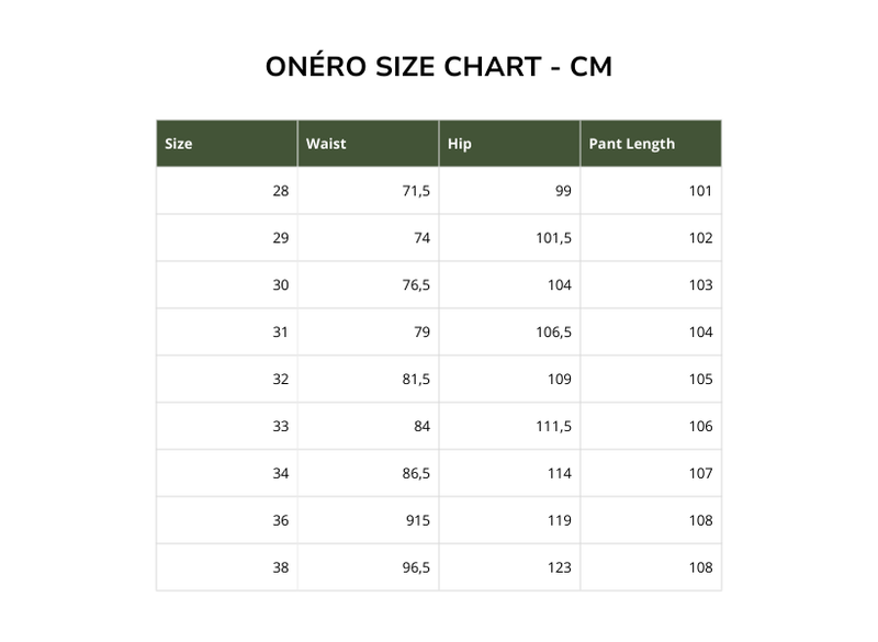 Size chart for Baggy Jeans - Black