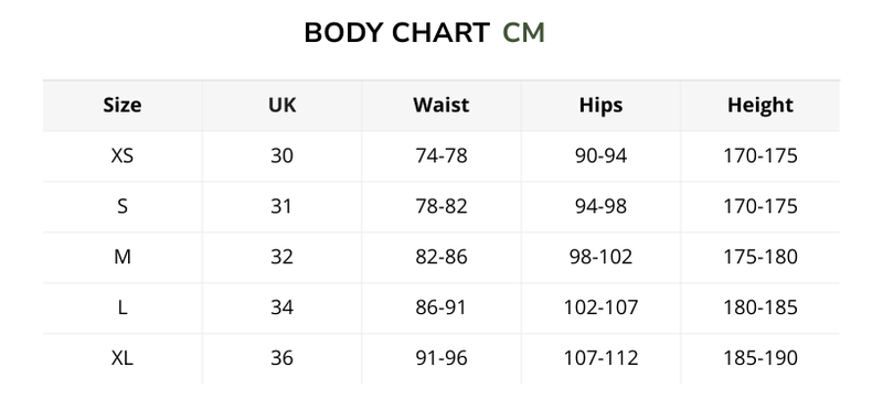 Size chart for Edge Loose - Denim Shorts