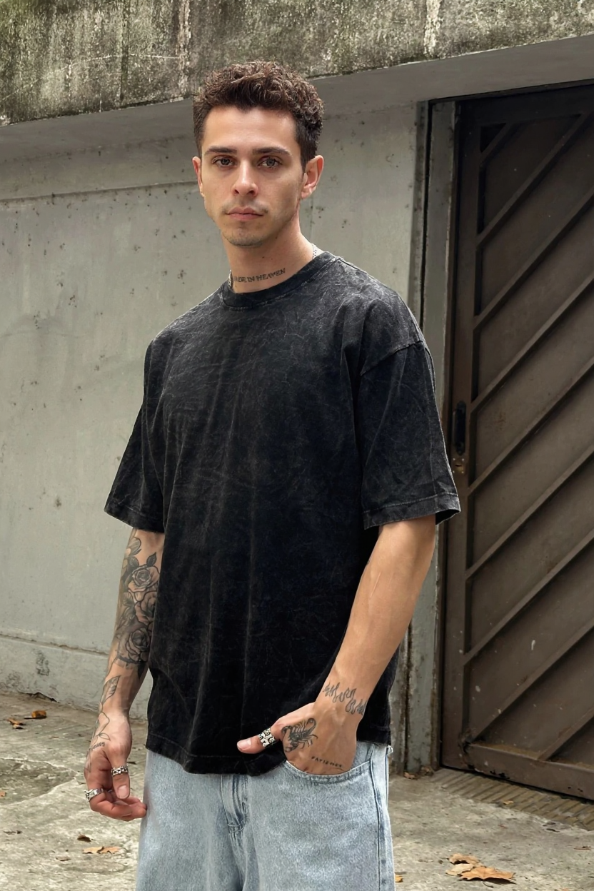 Eclipse Black- Oversized Washed Tee